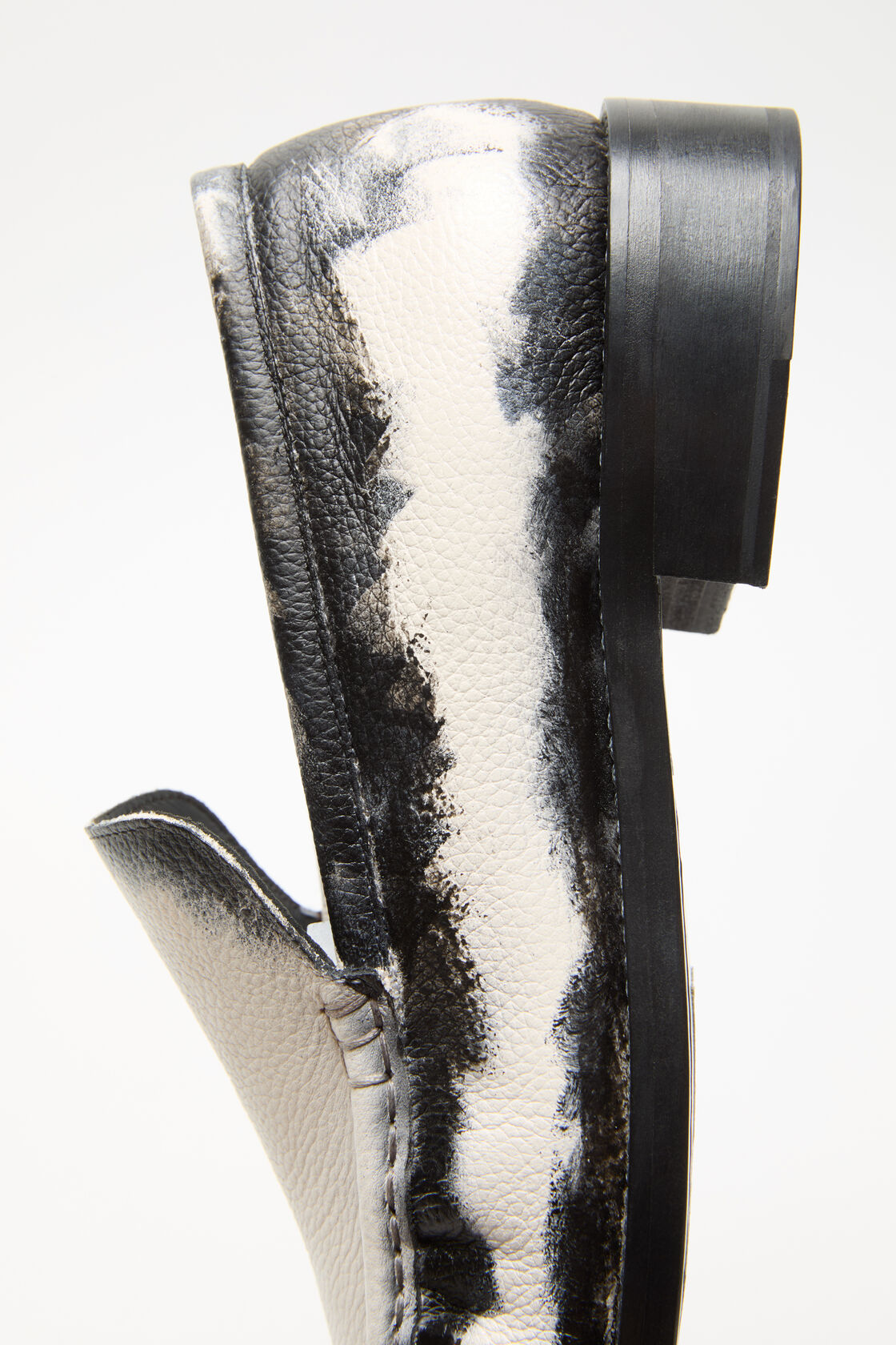 Leather loafers, White/black, 2000x