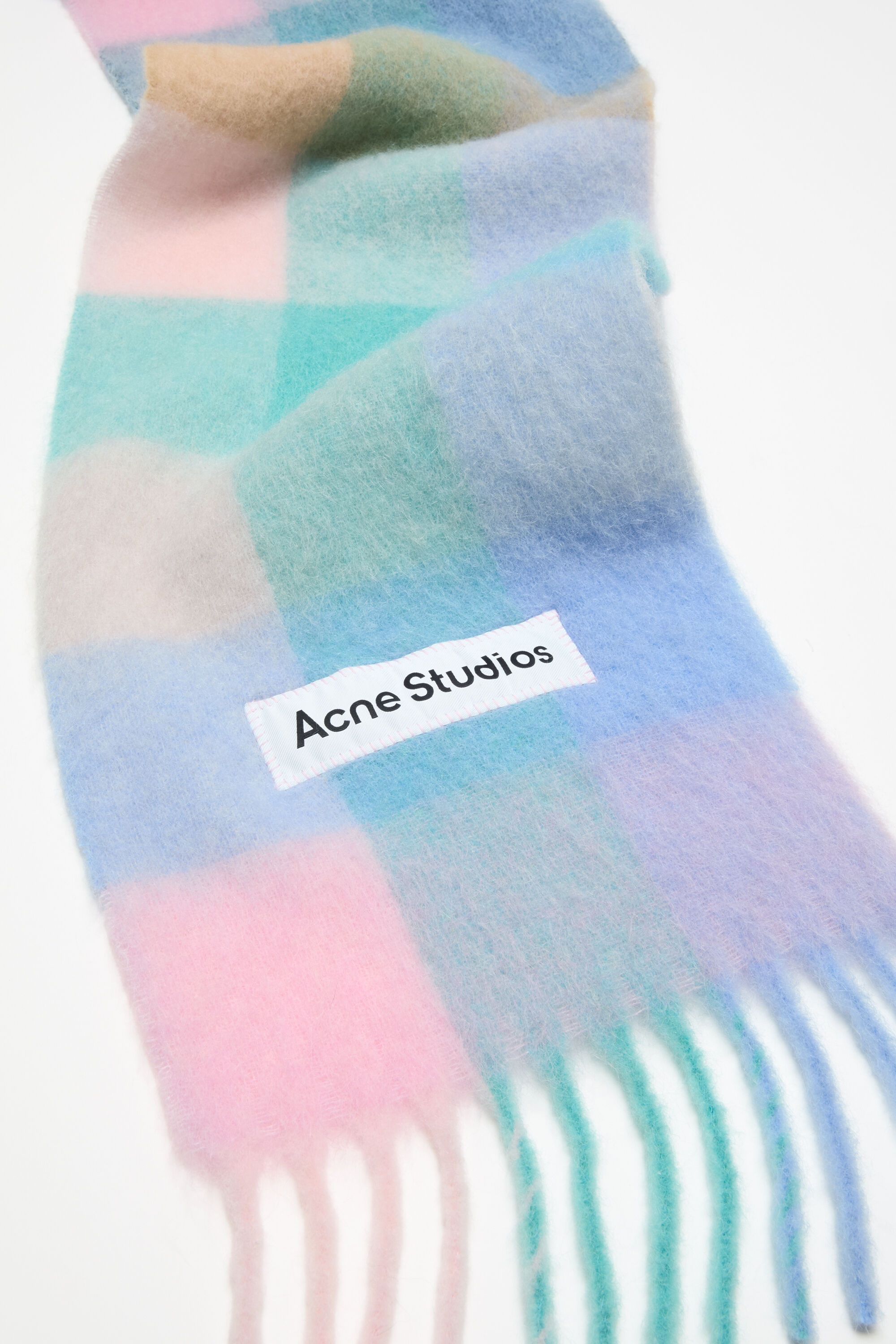 Acne Studios - モヘアチェックスカーフ - ベビーブルー/ピンク/アクア