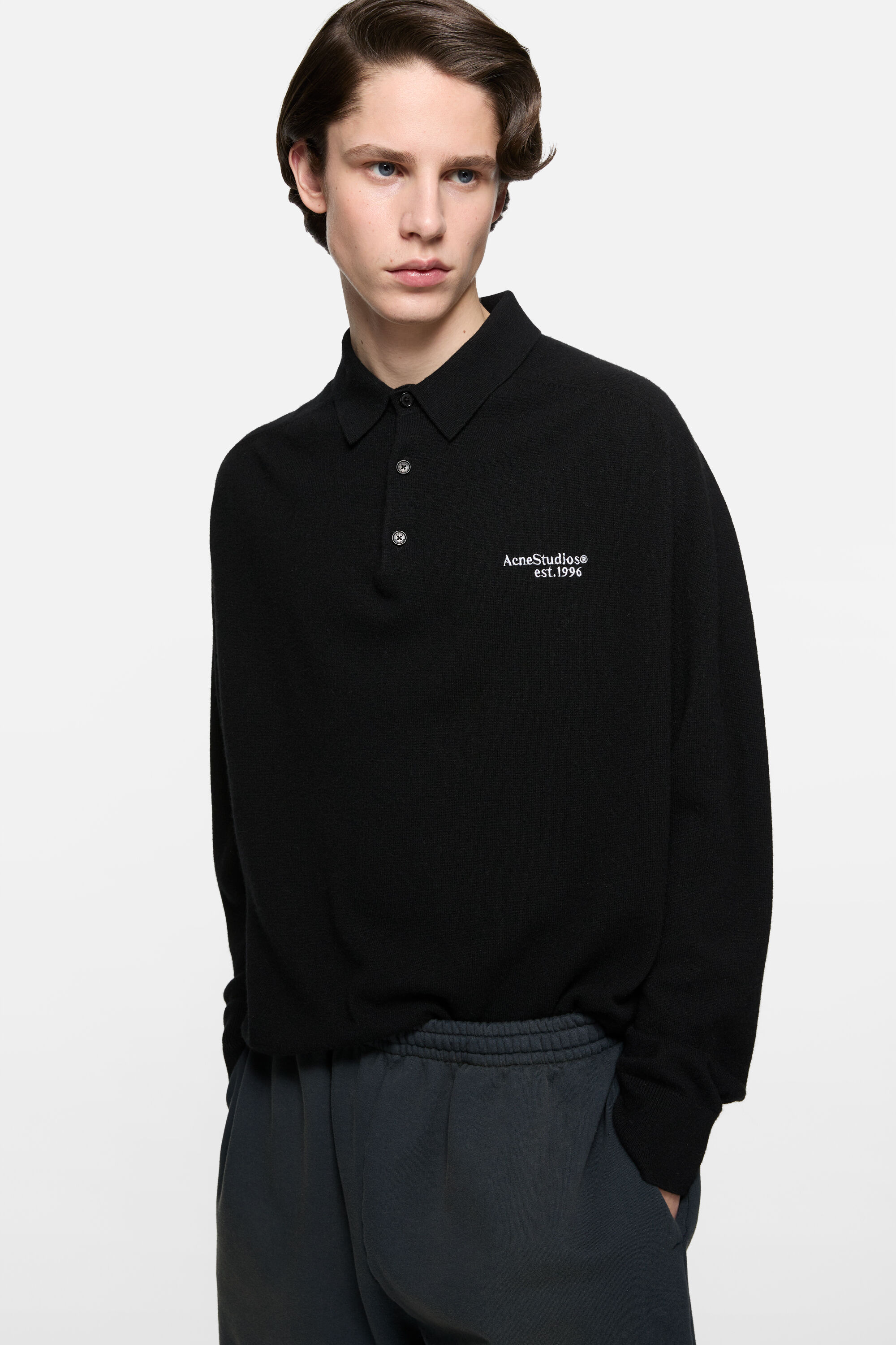 Acne Studios - ウールニットポロ - ブラック