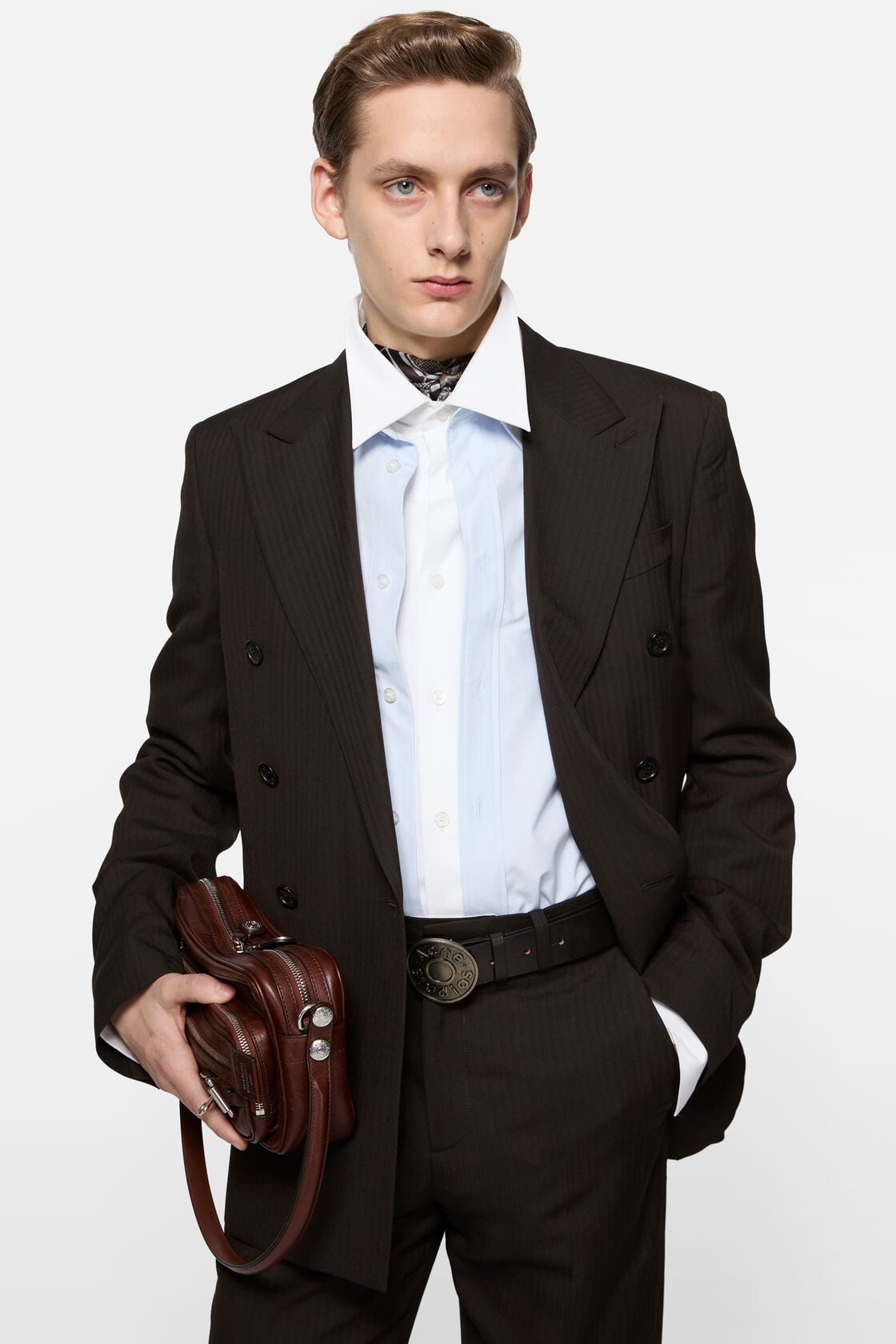 Double-breasted suit jacket, Chocolate brown, 2000x