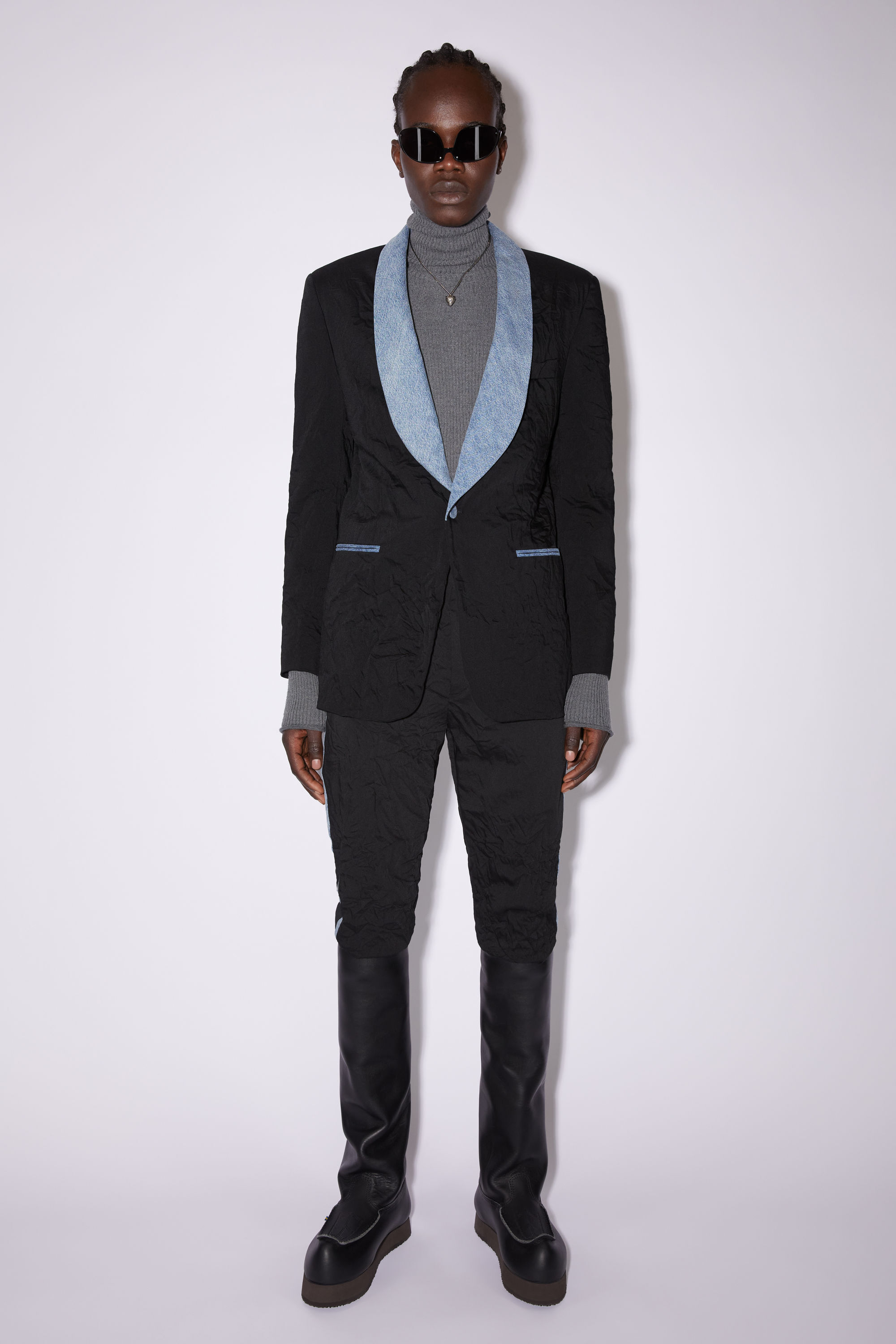 아크네 스튜디오 Acne Studios Denim contrast single-breasted suit jacket - Black