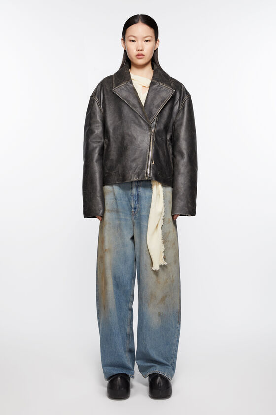 Acne Studios - サンド加工レザー バイカージャケット - ブラック