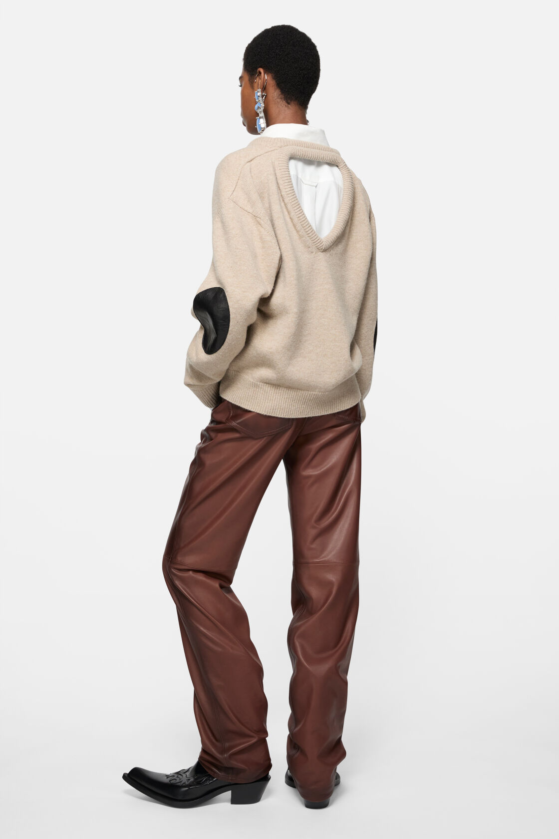 Wool jumper with cut-out, Beige, 2000x