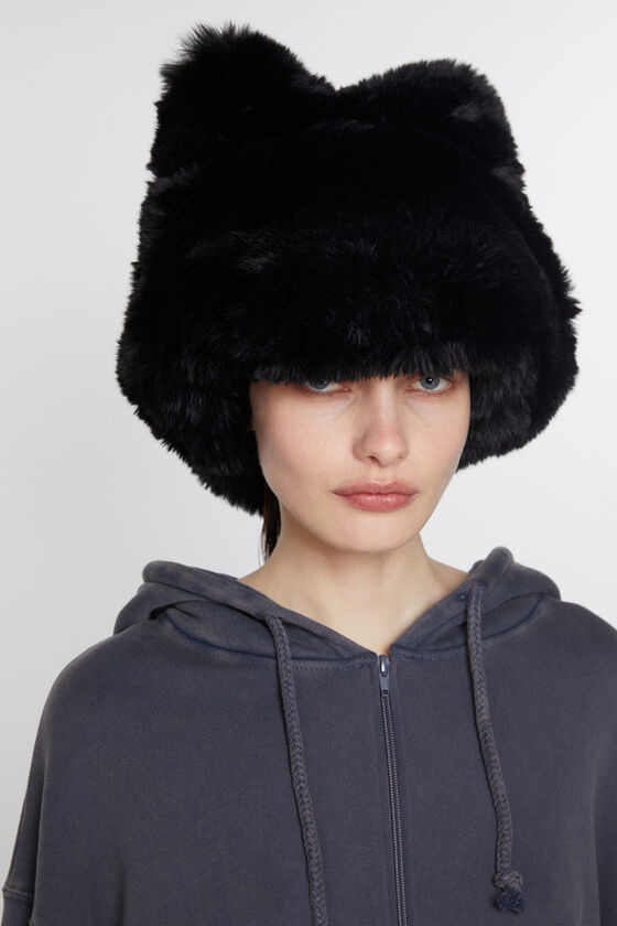 Acne Studios - Fluffy bow hat - Black 