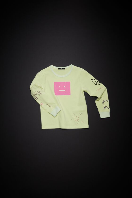 Acne Studios - Langärmliges T-Shirt mit Kritzel-Print – Kinder - Neongrün | T-Shirts