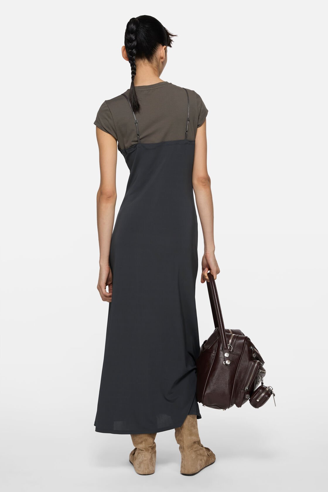Layered jersey dress, Grey/anthracite, 2000x