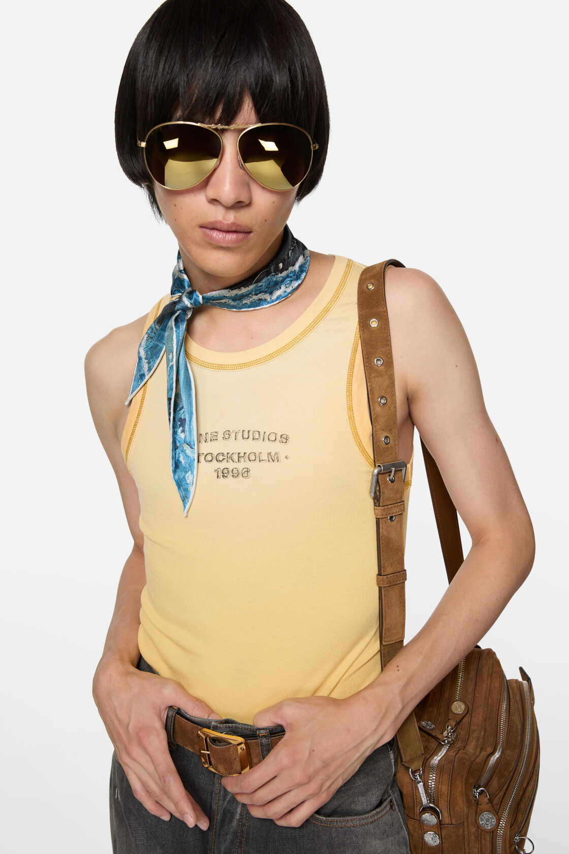 Sprayed logo tank top, Light yellow, 2000x