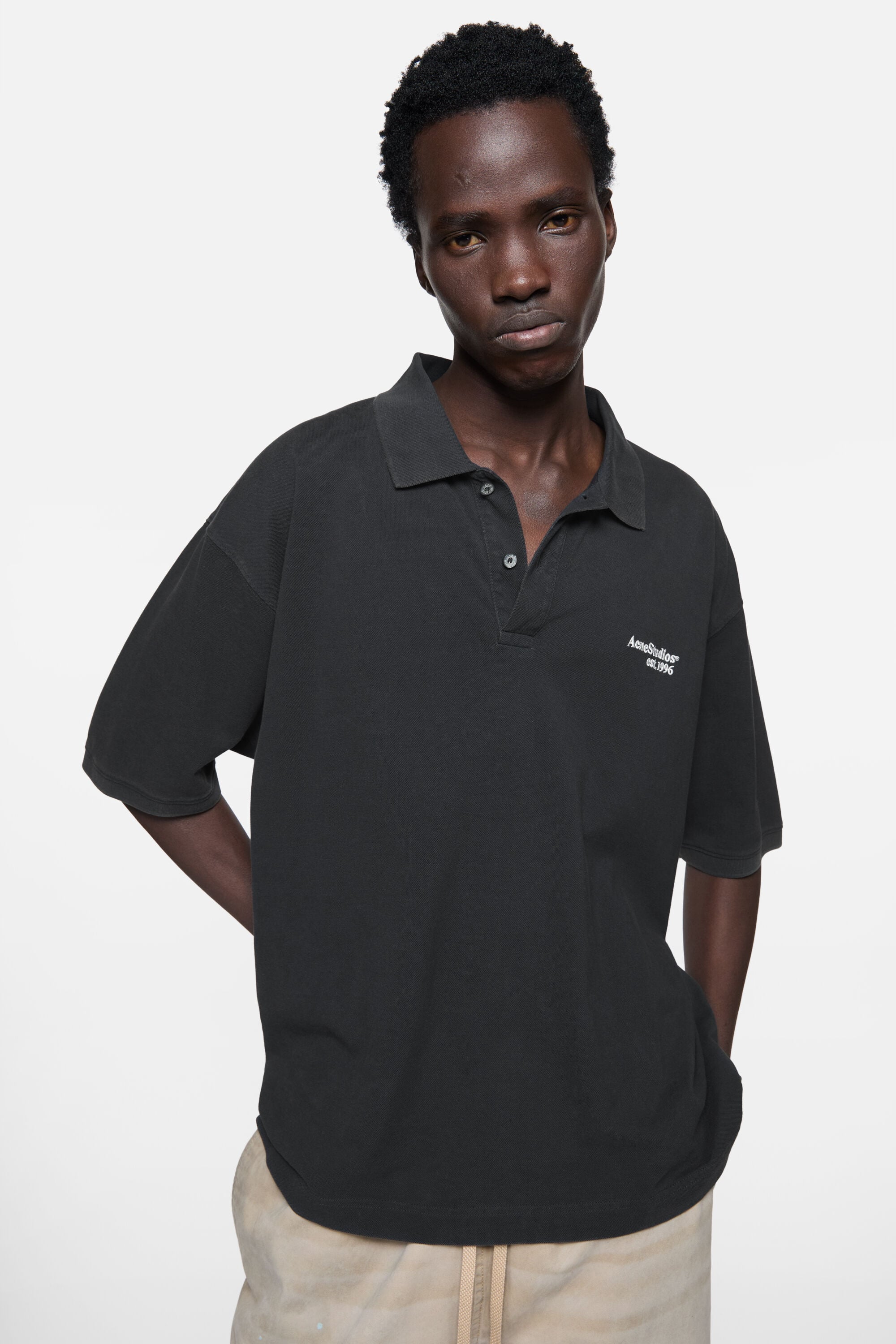 Acne Studios - Washed logo polo - Black