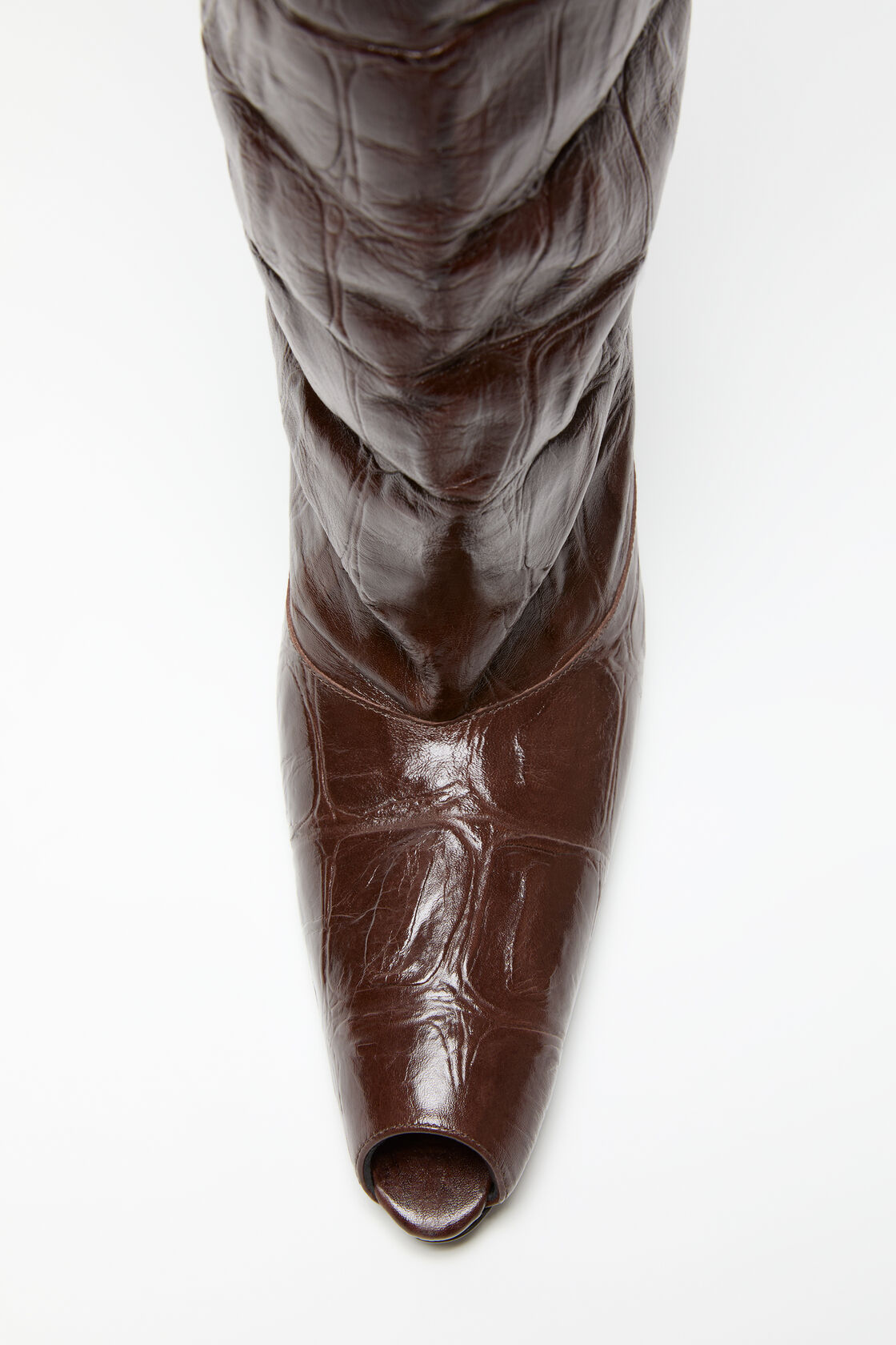 Leather boots open toe, Chocolate brown, 2000x