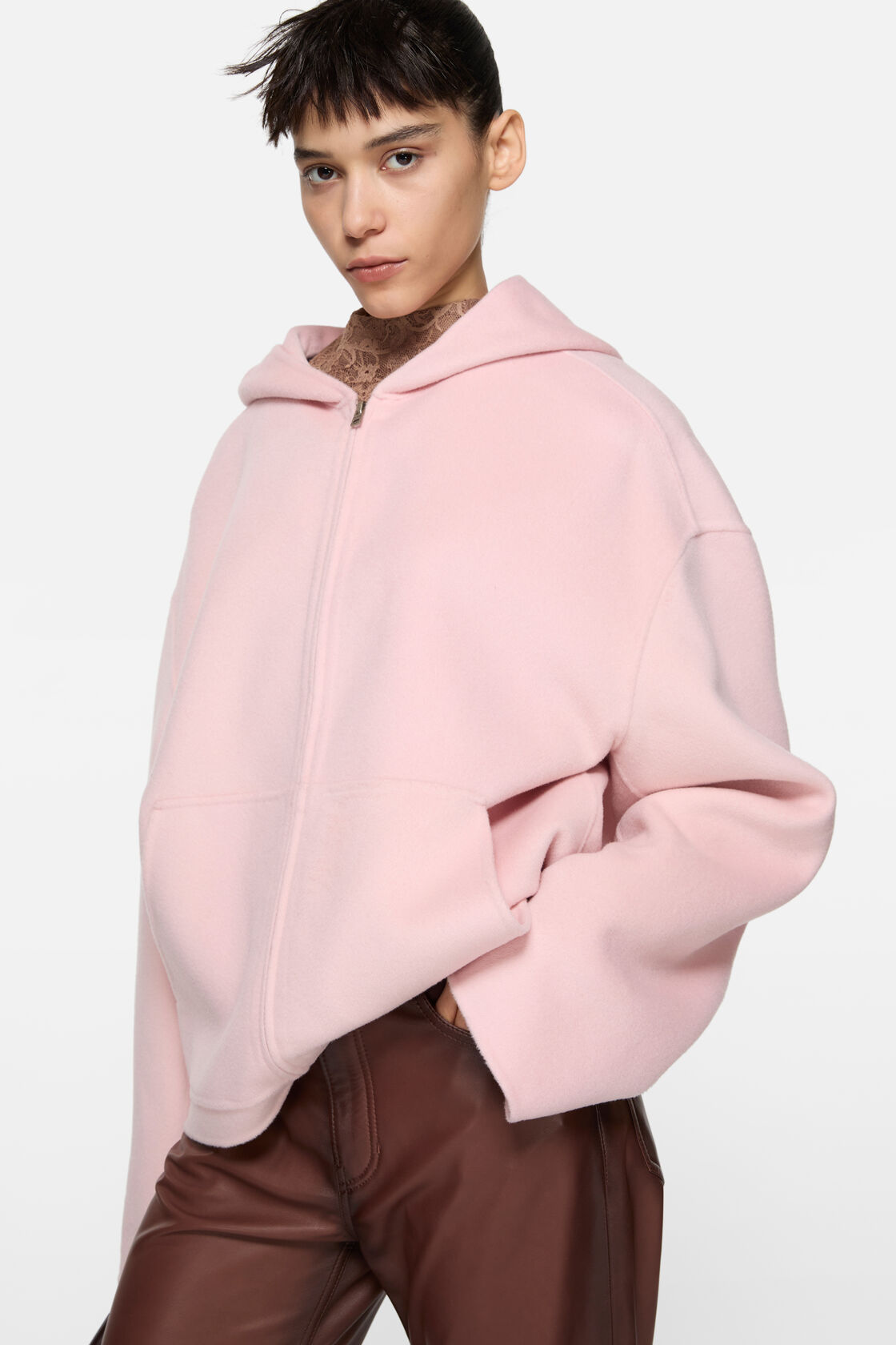 Cashmere jacket with hood, Baby pink, 2000x