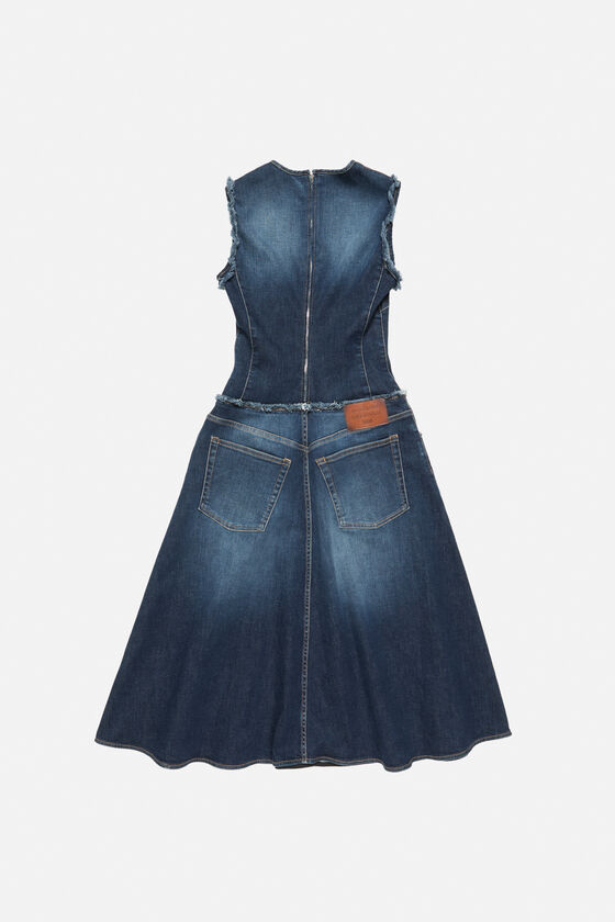 Layered denim midi dress, Dark Blue, 2000x