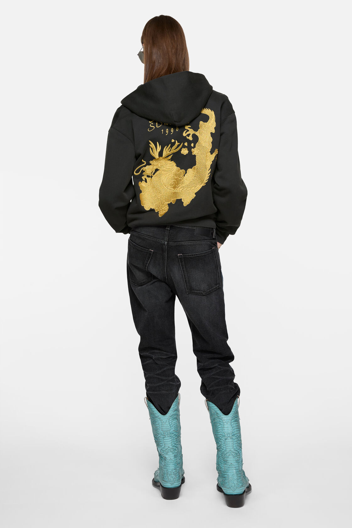 Hooded logo sweatshirt, Faded black, 2000x