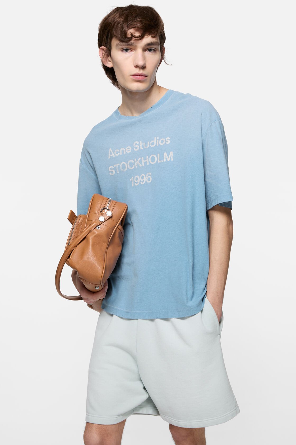 ウォッシュ加工ロゴTシャツ, コーンフラワーブルー, 2000x