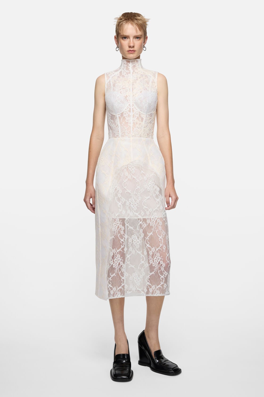 Lace corset dress, White/white, 2000x