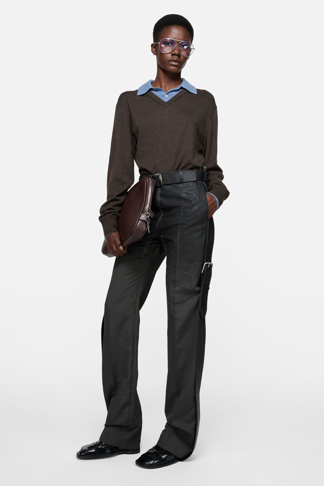 Layered wool sweater, Brown/blue, 2000x