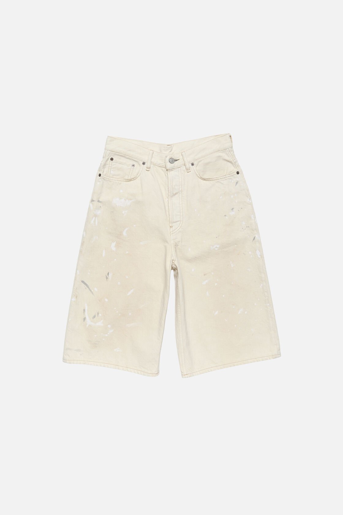 Stained denim shorts, White, 2000x