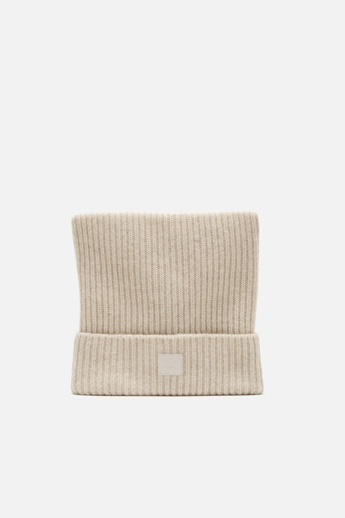 Face logo square beanie, Oatmeal melange, 2000x