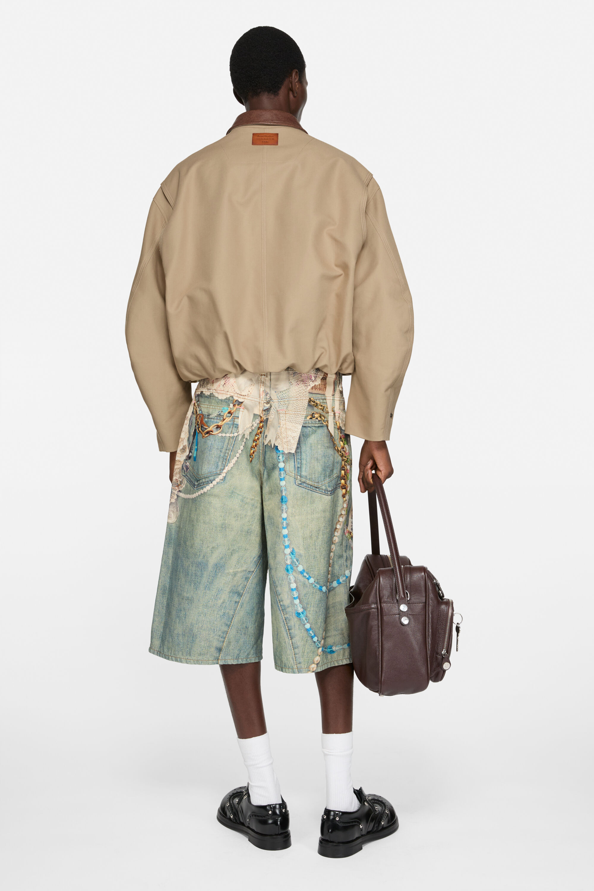 Acne Studios - Denim shorts - loose fit - White/green