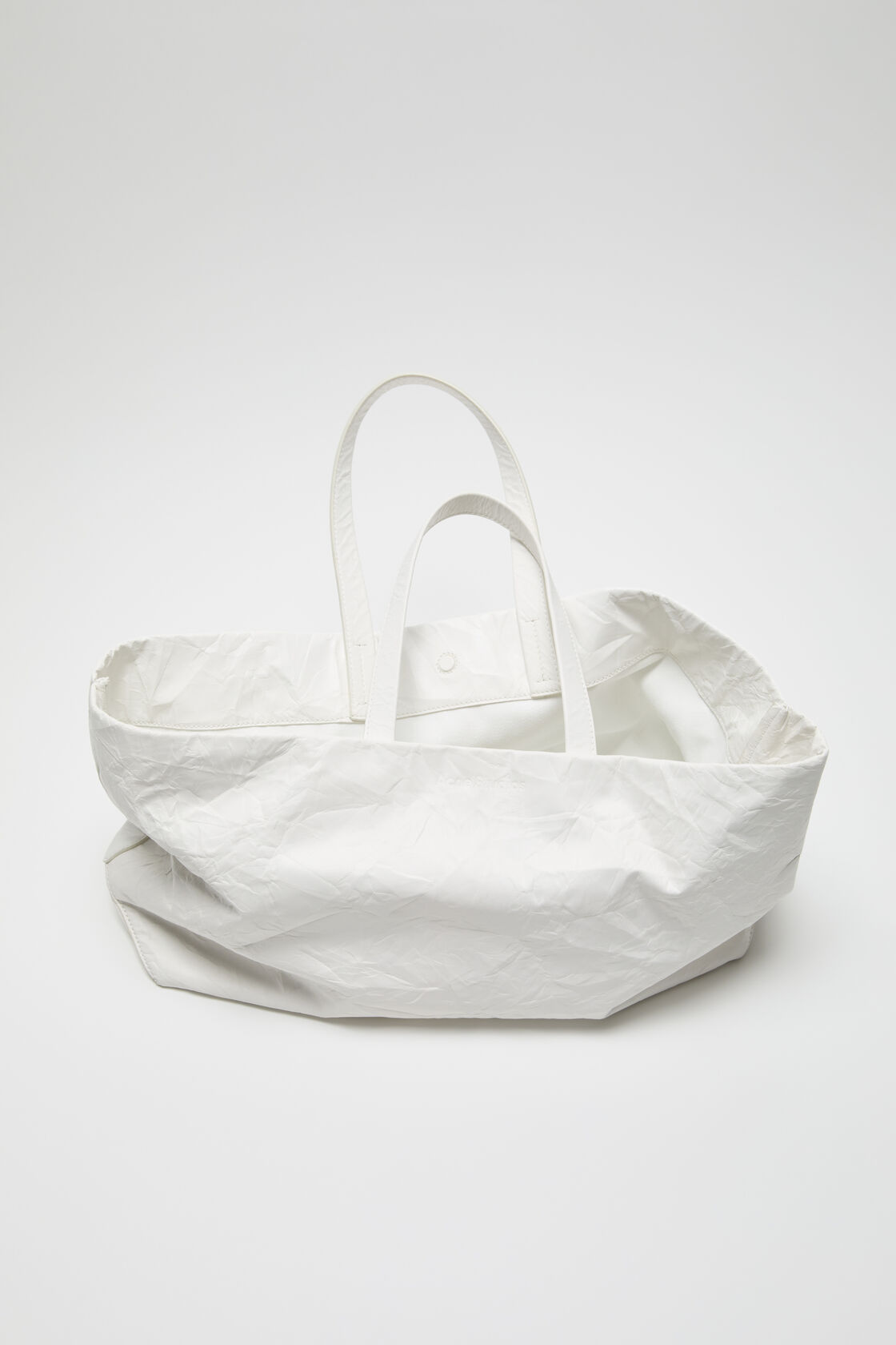 Leather tote with logo, White, 2000x