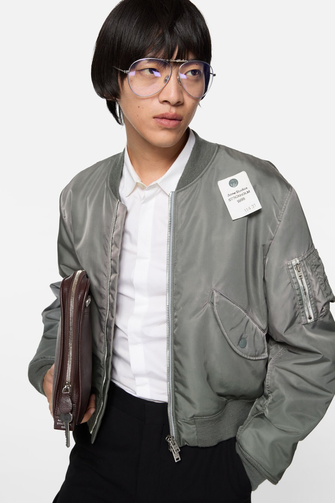 Washed bomber jacket, Stone grey, 2000x