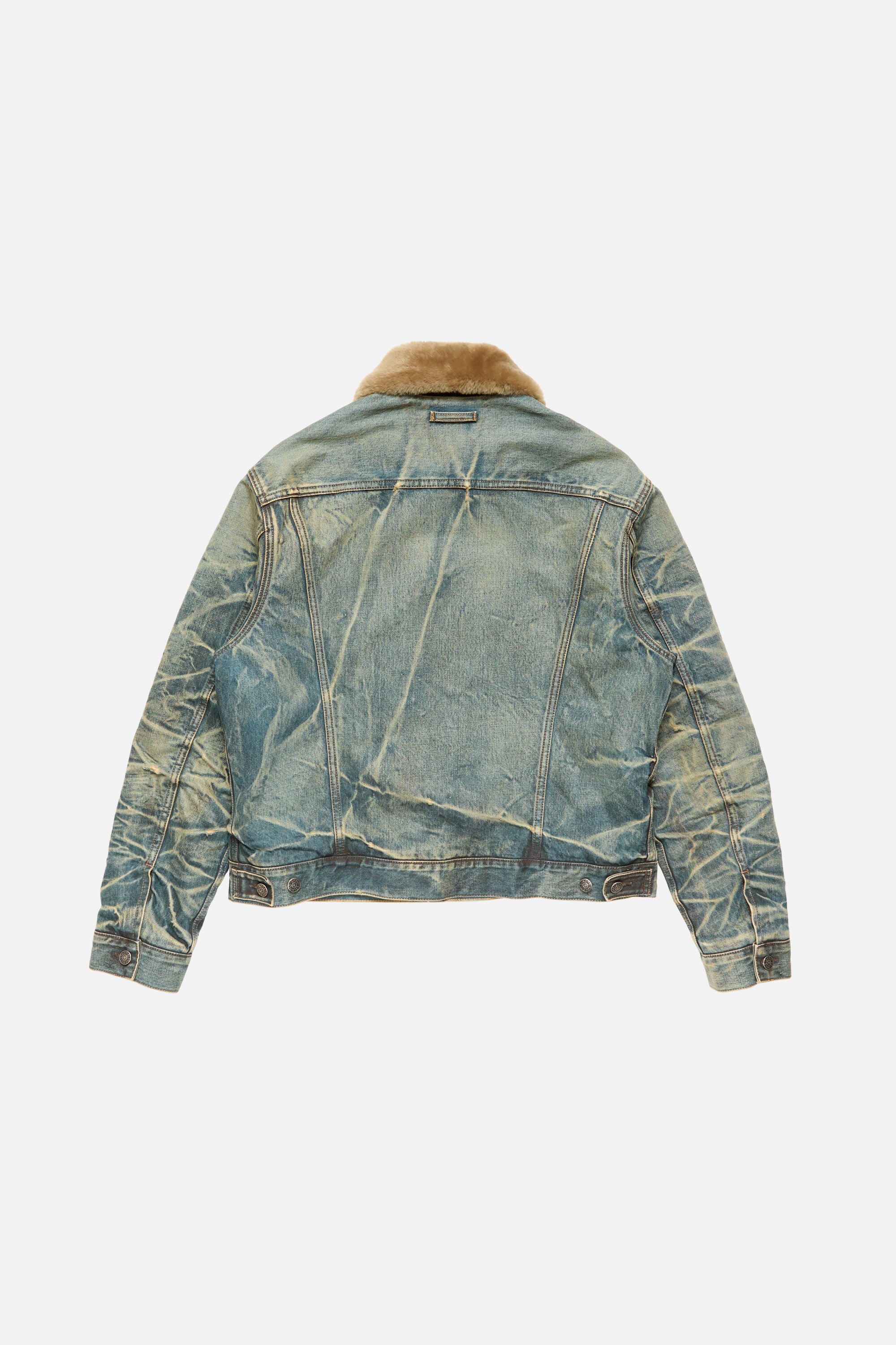 Acne Studios ジャケット Acne Studios - ファー襟付きデニムジャケット - ミッドブルー