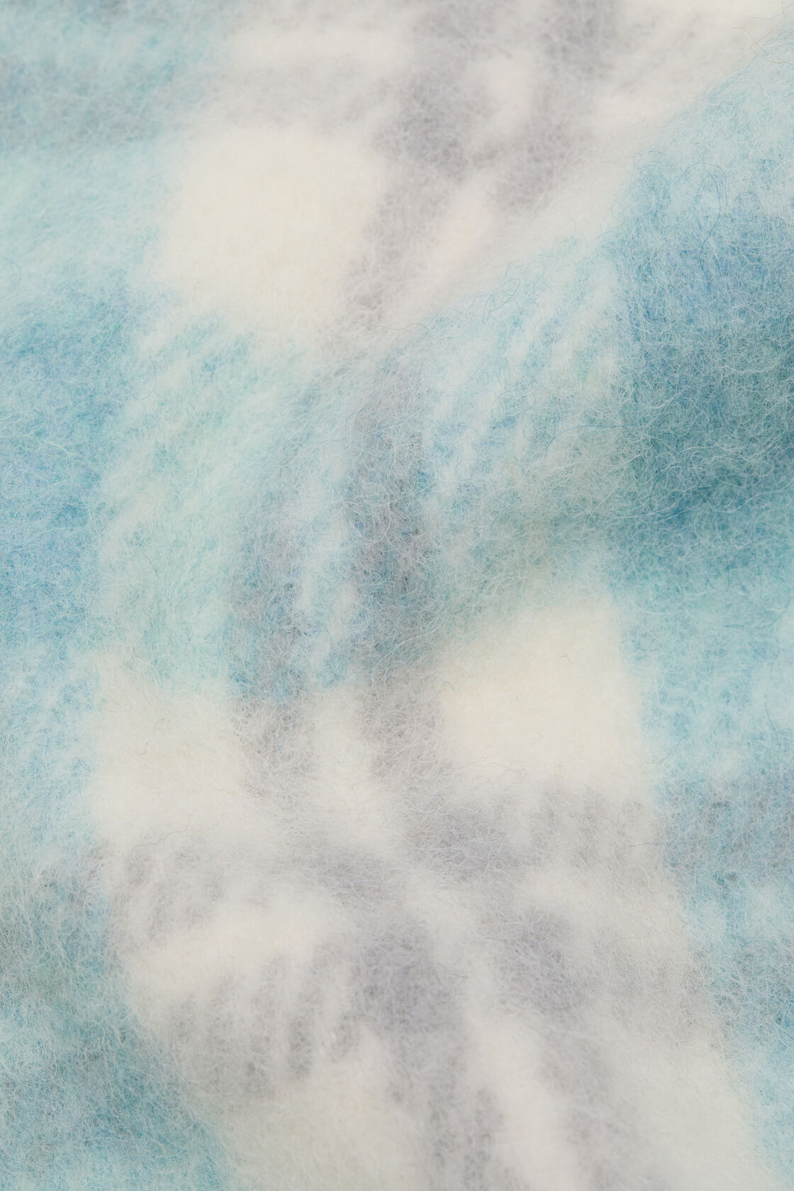 羊驼毛羊毛混纺流苏围巾, 白色/水蓝色, 2000x