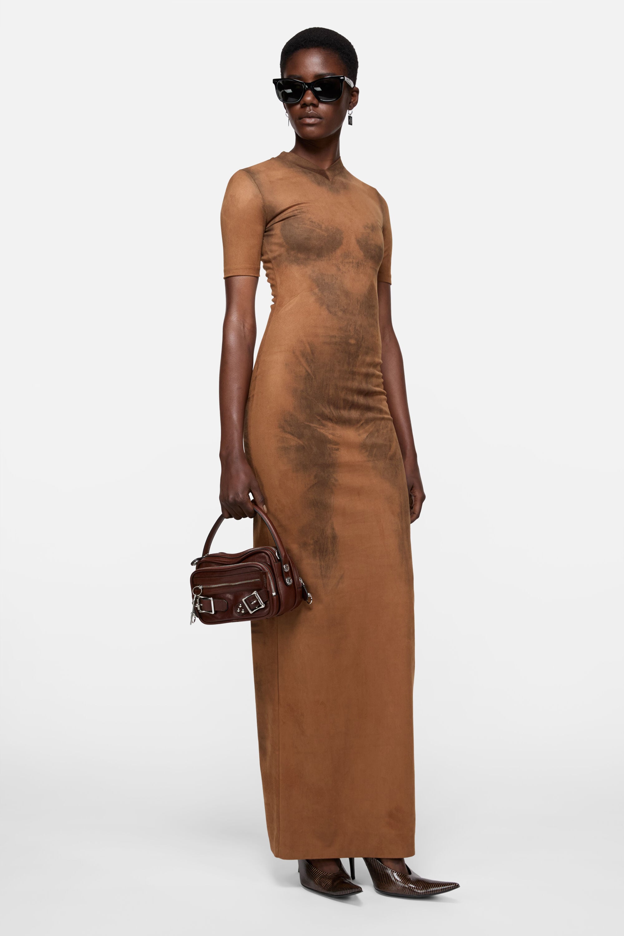 Acne Studios - Trompe-l'œil suede dress - Cognac brown