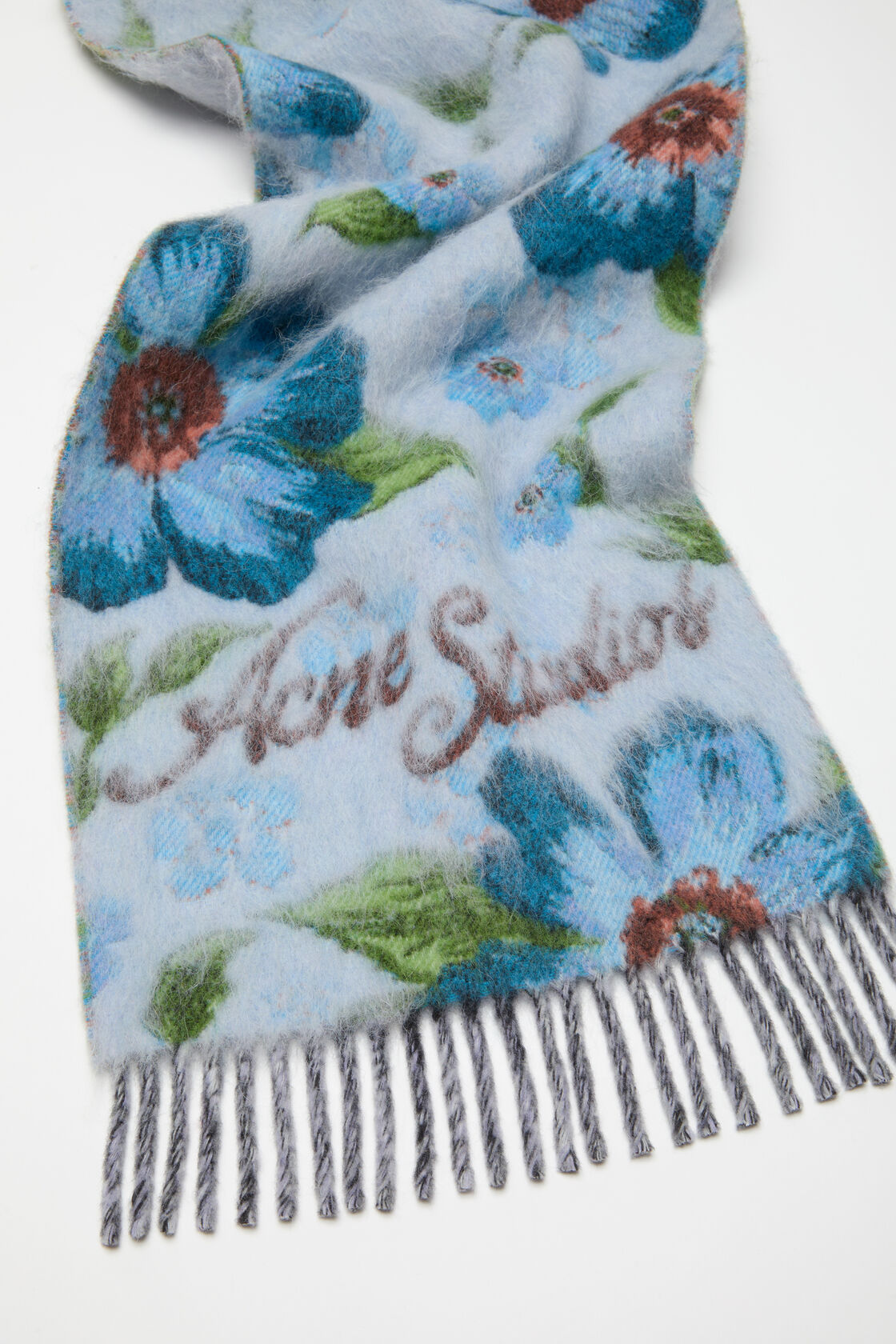 Fringed wool scarf, Blue, 2000x