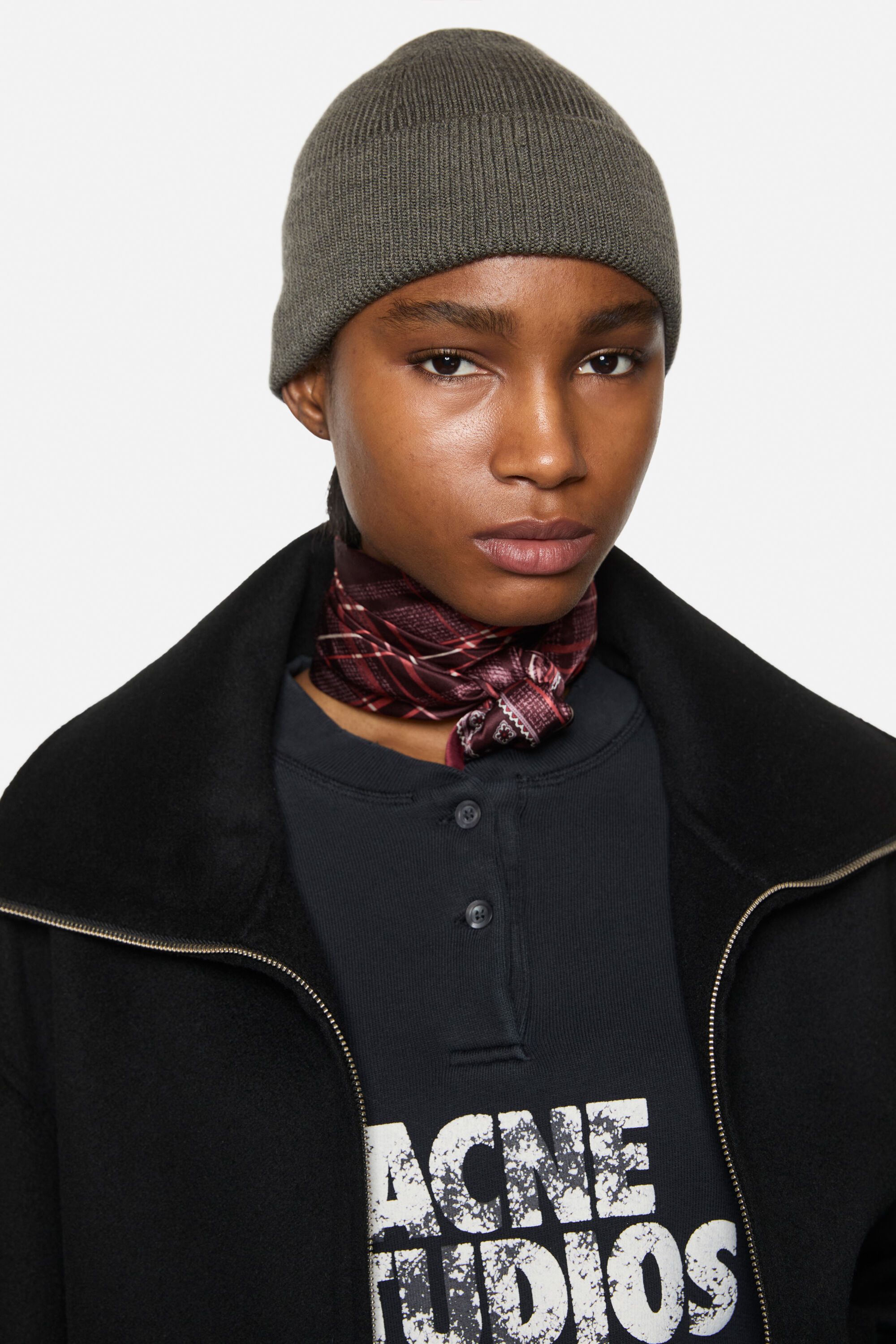 Acne Studios - Wool beanie with rivet - Cedar green