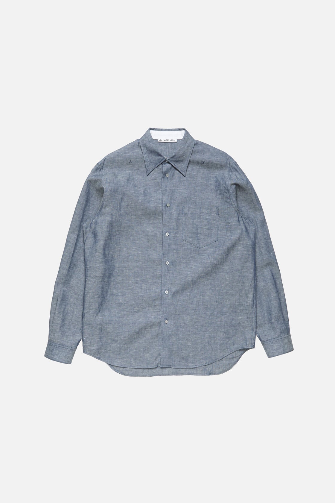 Chambray button-up shirt, Mid blue, 2000x