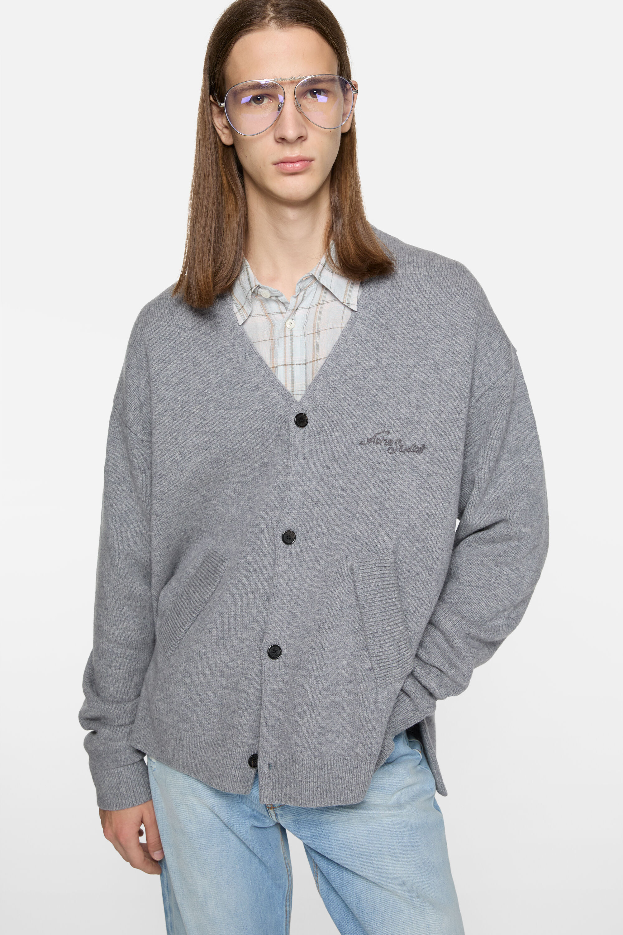 STONE  グレー カーディガン STONE ISLAND ストーンアイランド コットンシェニール カーディガン