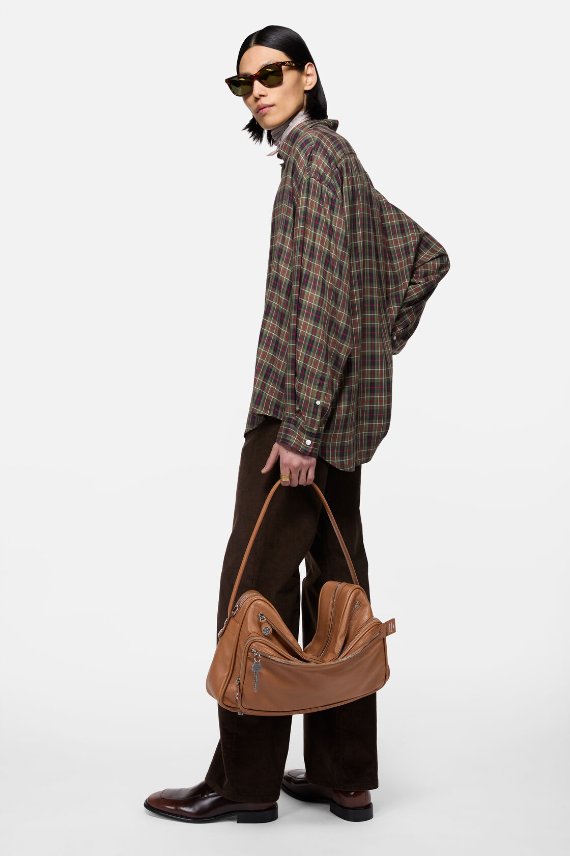 Flannel button-up shirt, Green multi, 2000x