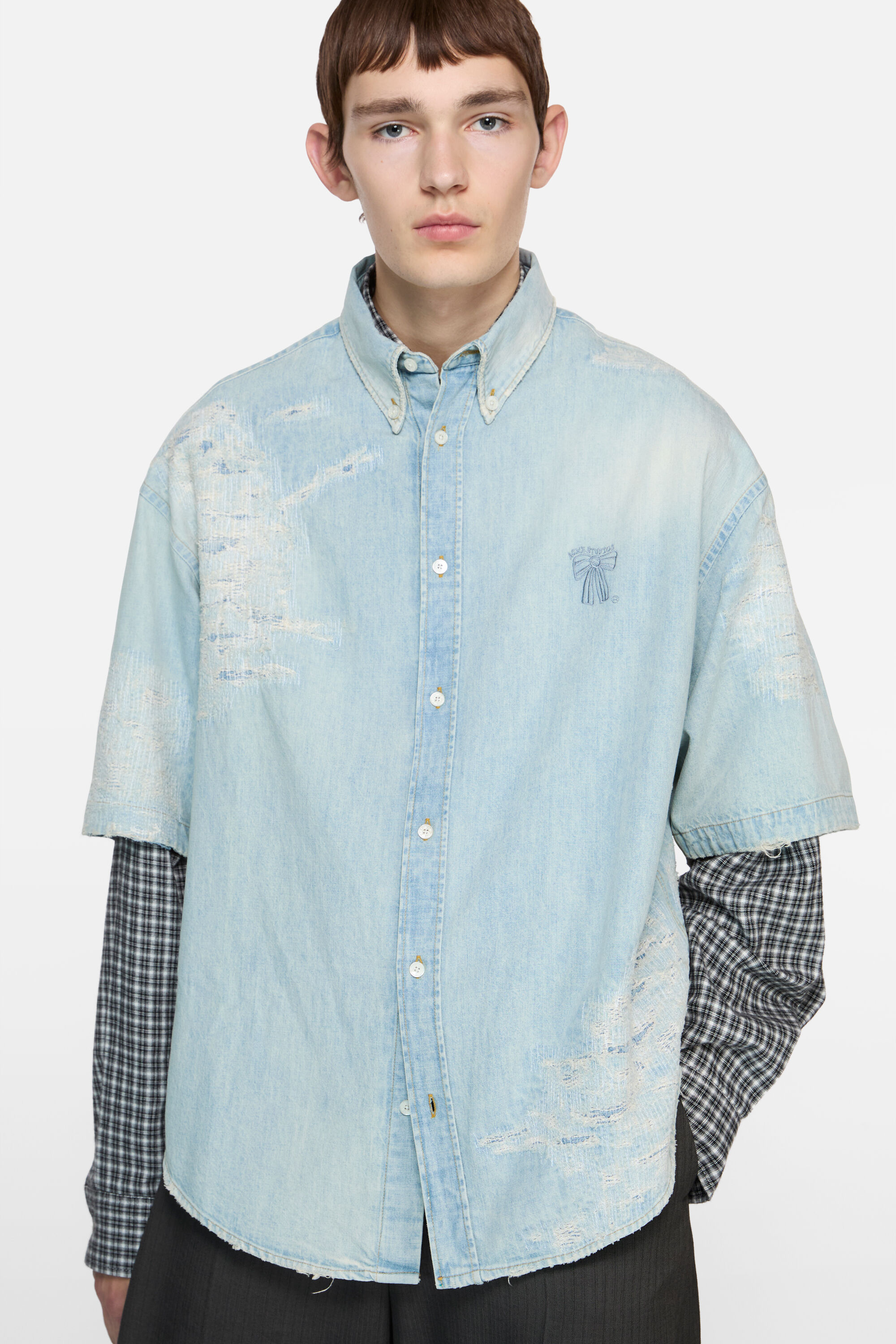 Acne Studios - リペアデニムシャツ - ライトブルー