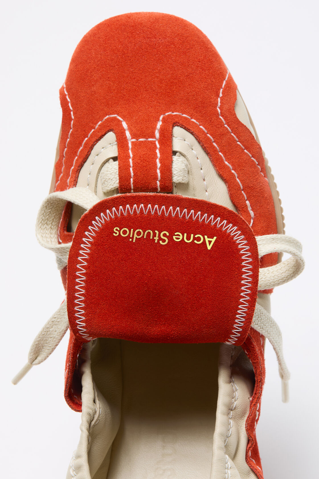 Suede lace-up shoes, Off white/Orange, 2000x