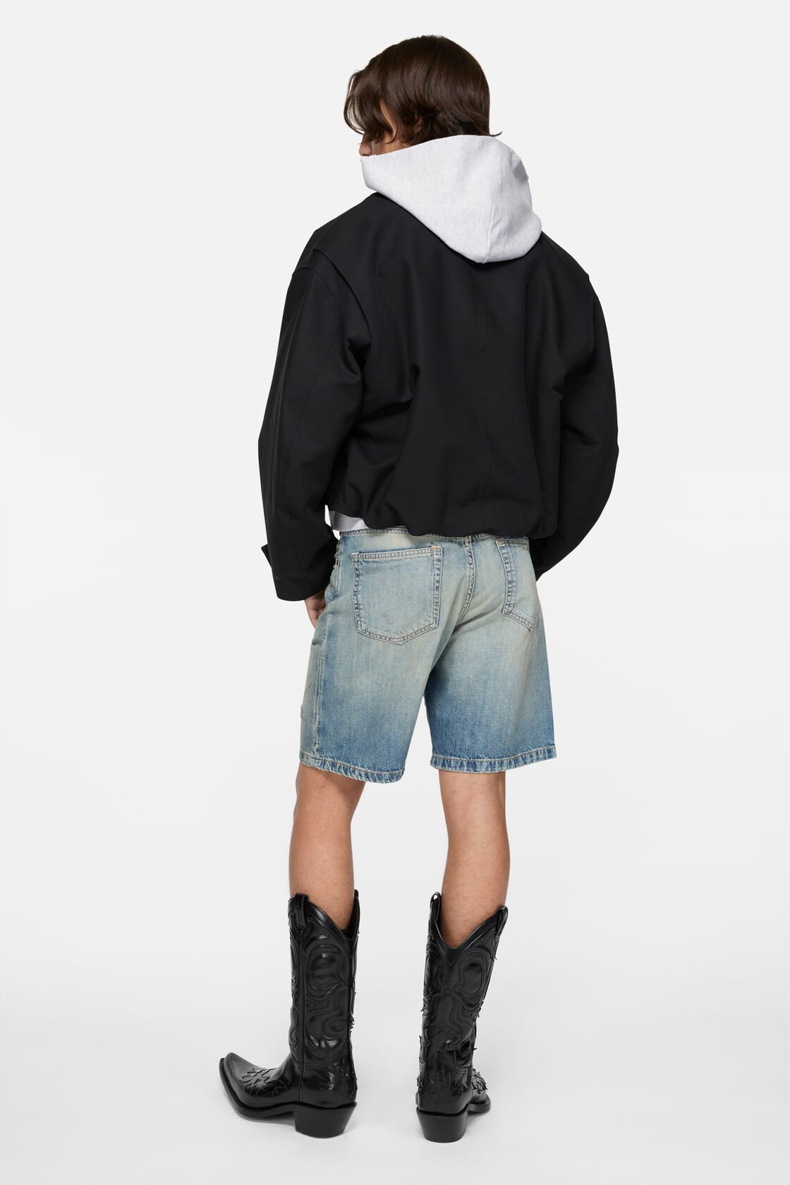 Denim shorts - loose fit, Mid Blue, 2000x