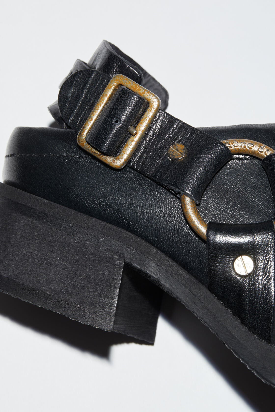 Leather buckle mule, Anthracite grey, 2000x