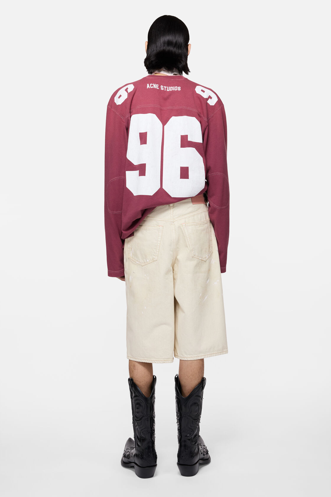 Stained denim shorts, White, 2000x
