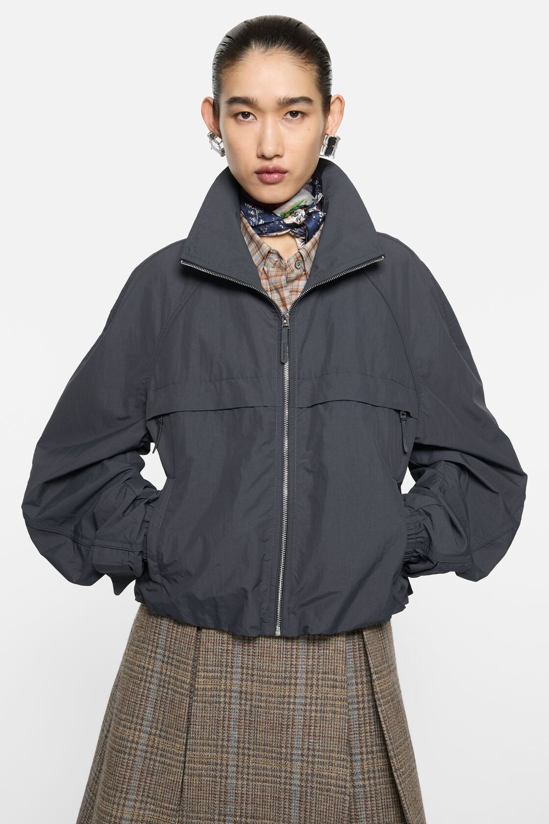 Nylon logo jacket, Steel grey, 2000x