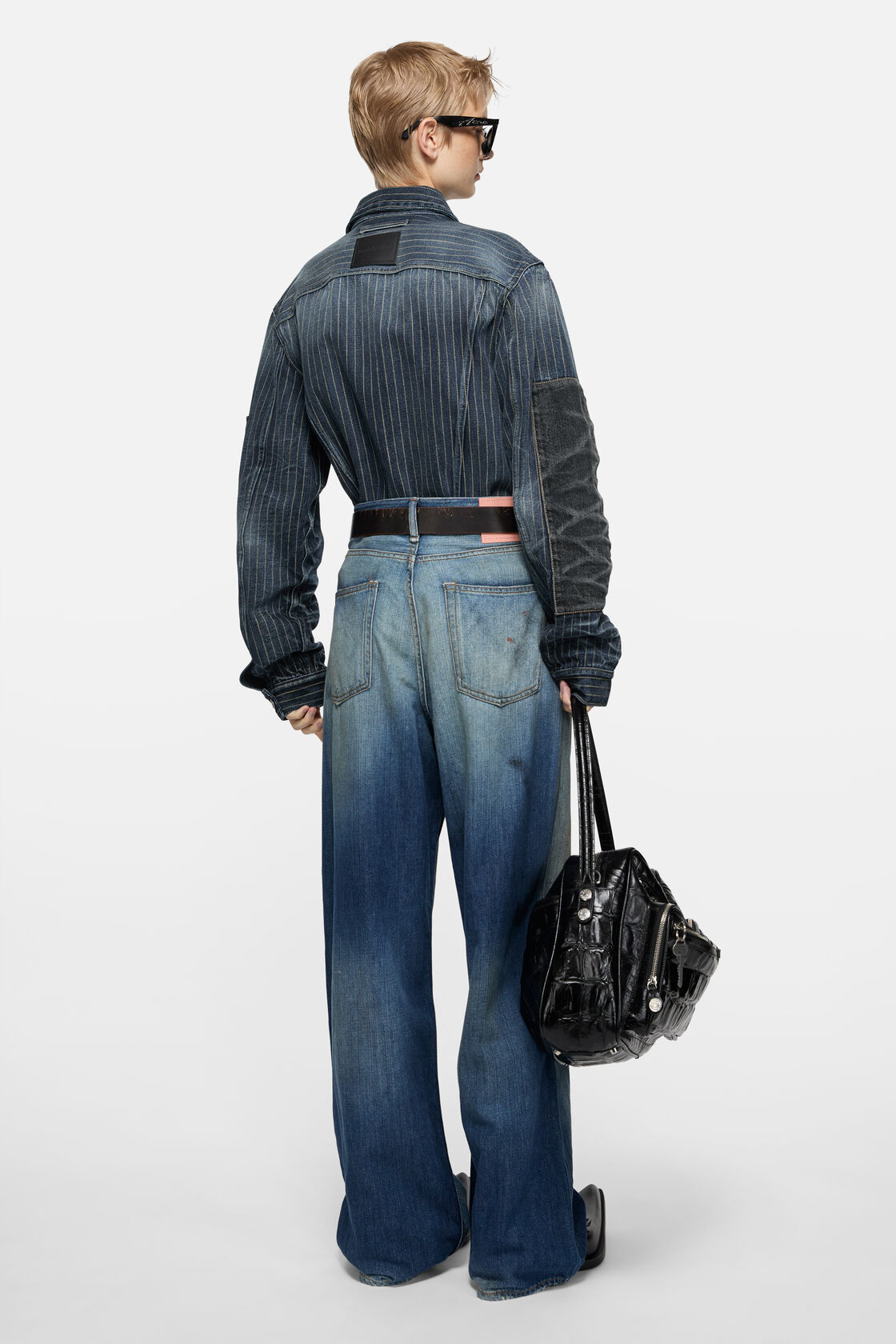 拼布牛仔夹克, 蓝色/黑色, 2000x