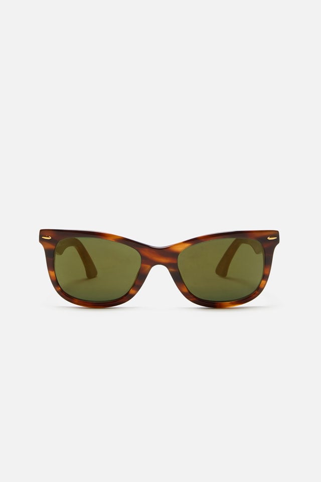 A showcase of the product: Acne Studios Square-frame sunglasses in brown/gold.