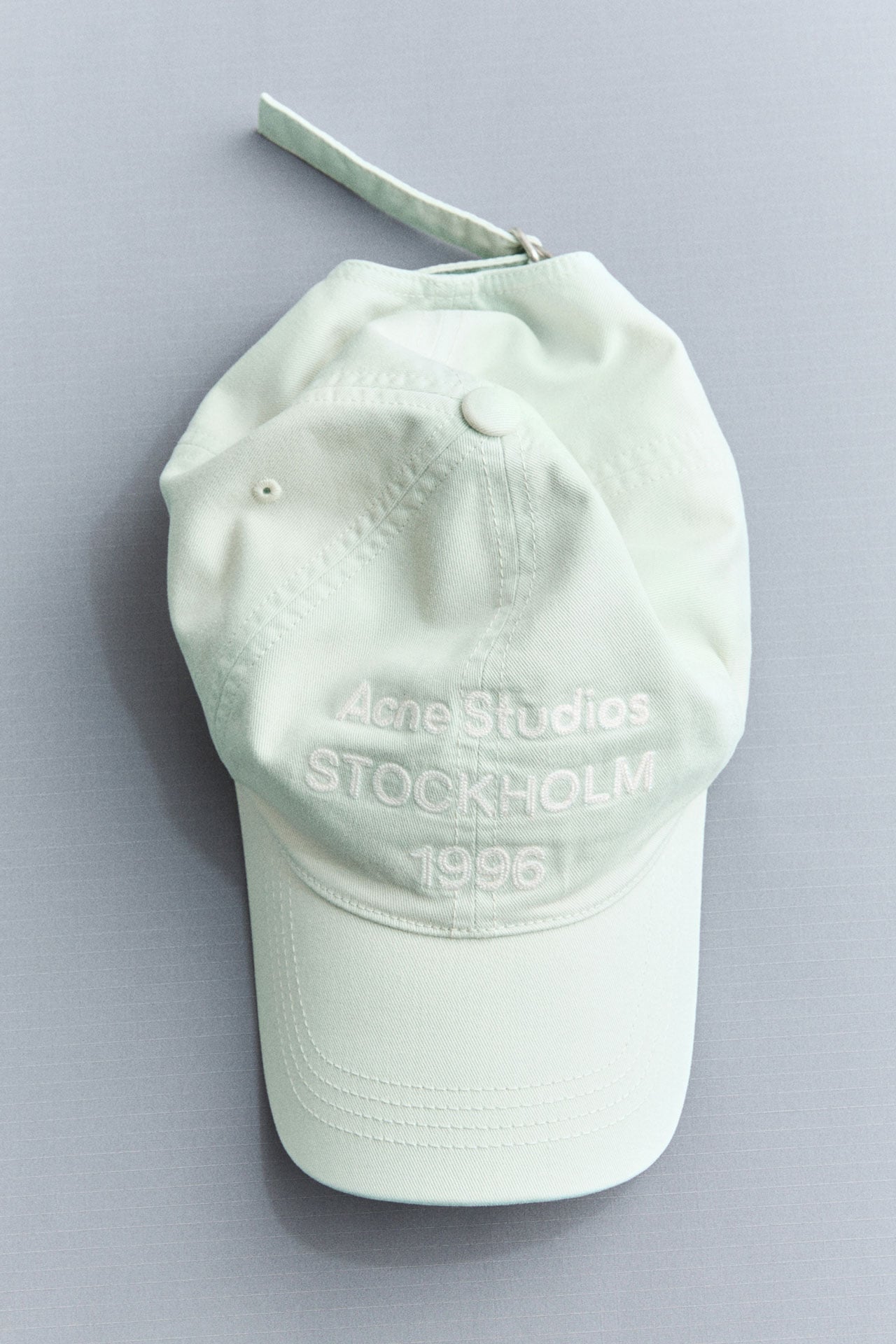 Acne Studios grey washed 1996 logo cap.