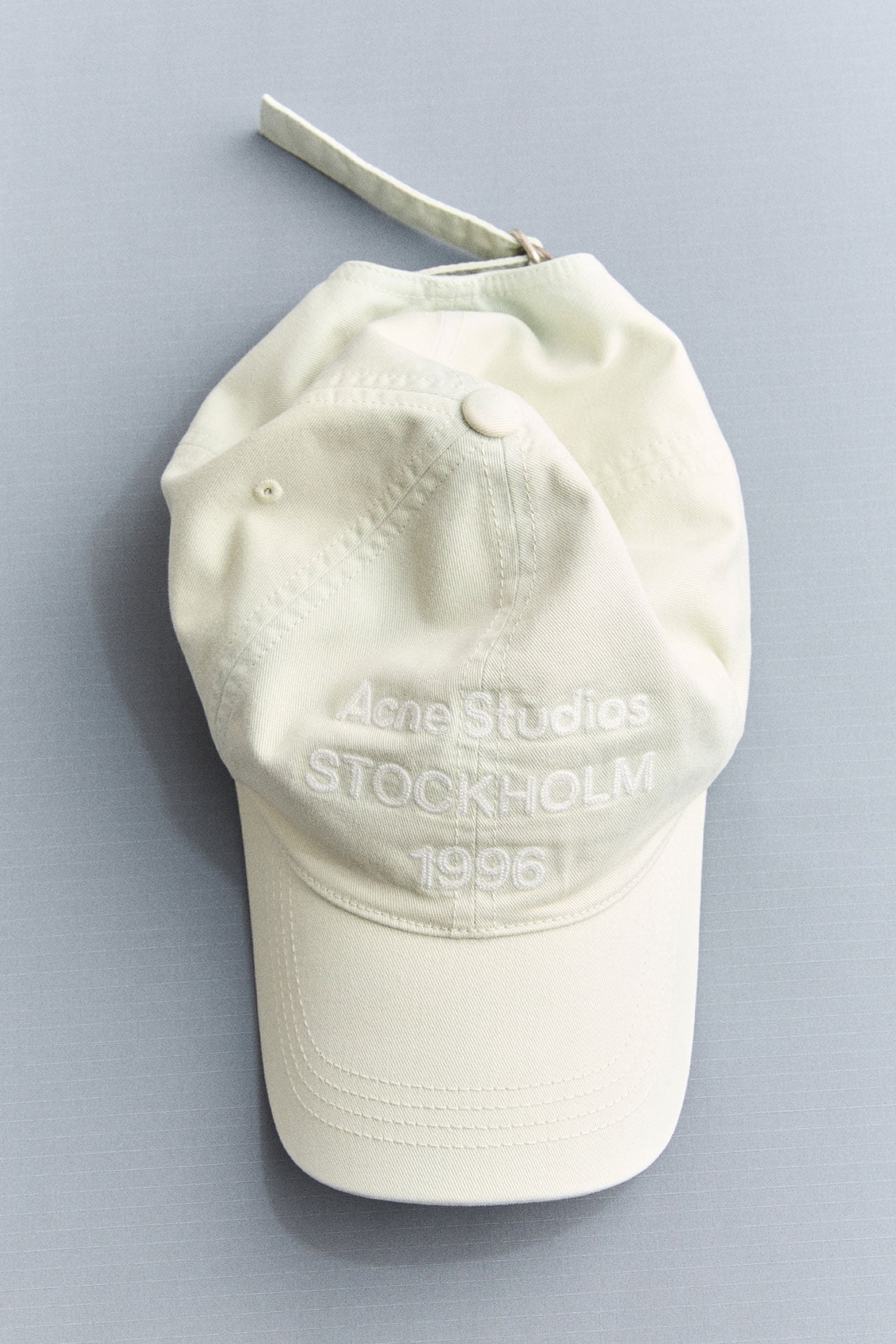 Acne Studios grey washed 1996 logo cap.