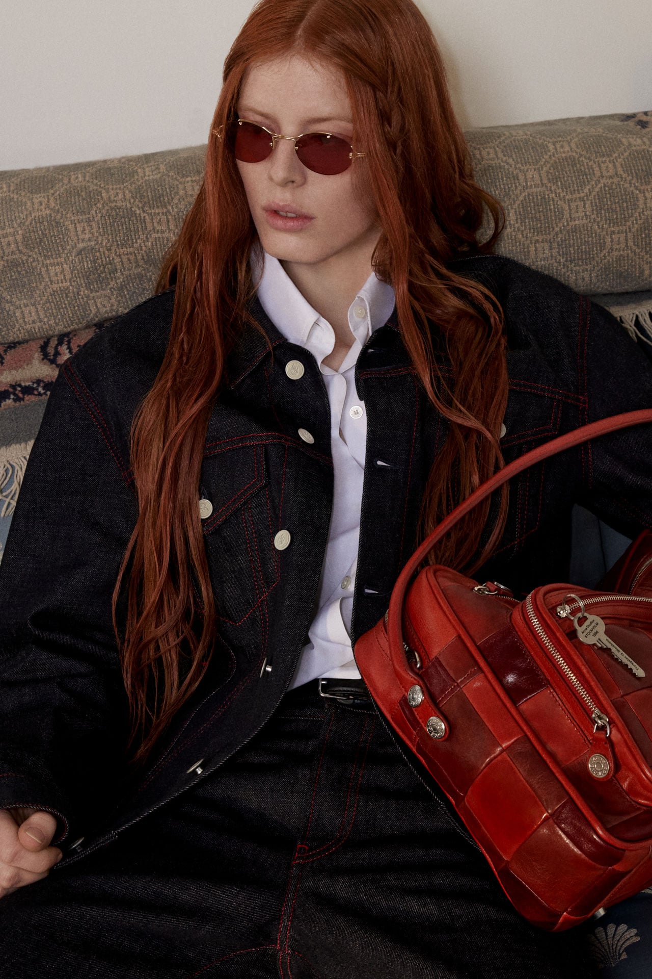 Acne Studios FW26 Runway Collection red Camero bag.