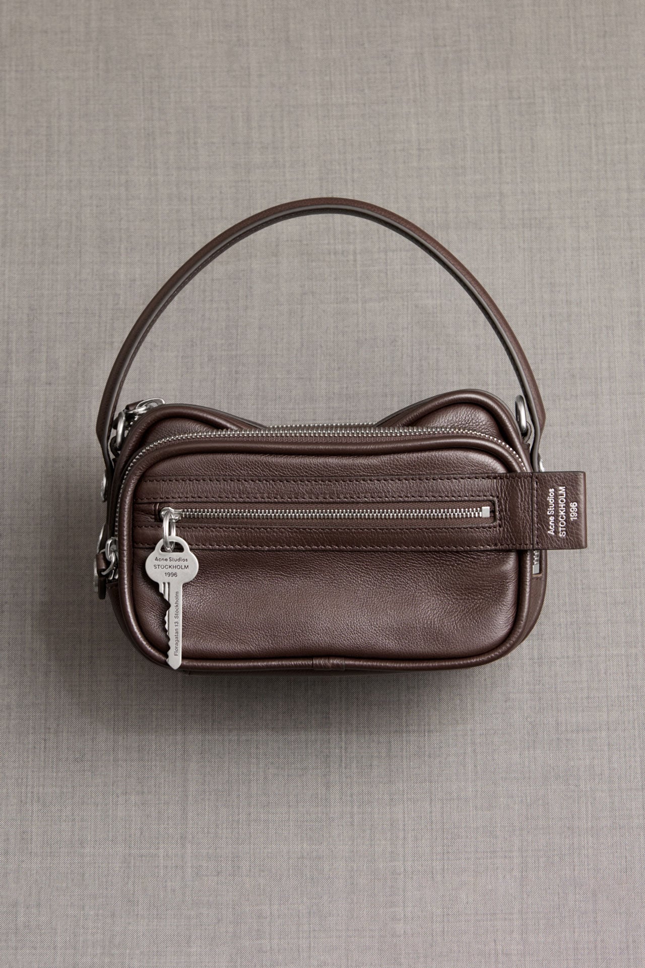 Acne Studios small, brown leather Camero Party bag.
