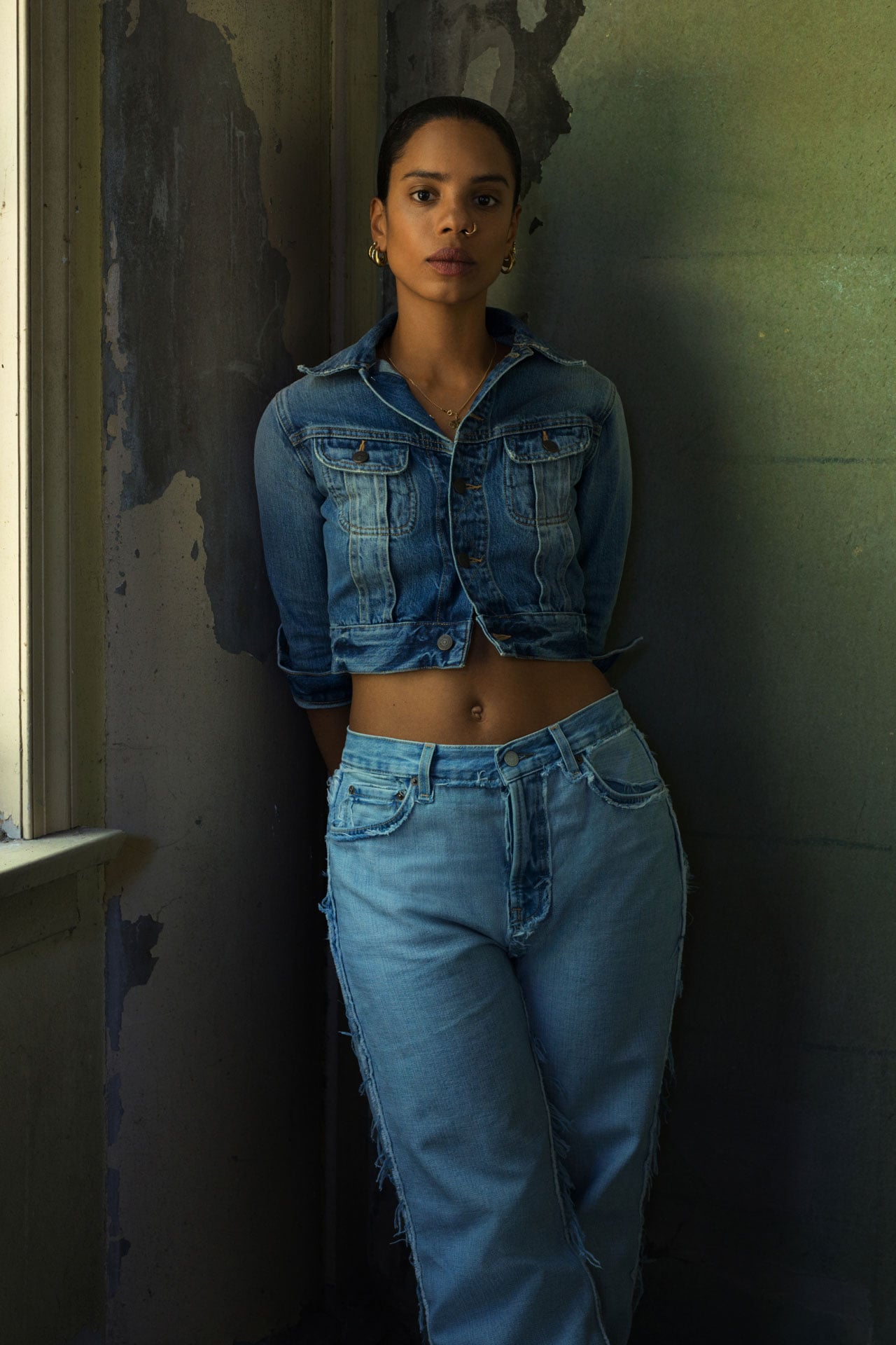 Acne Studios Womenswear 30 Years Anniversary denim jacket and jeans.