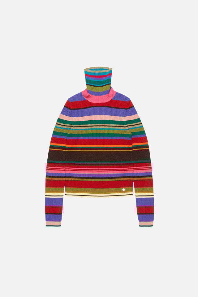 A showcase of the product of Acne Studios multicolored turtle-neck knitwear.