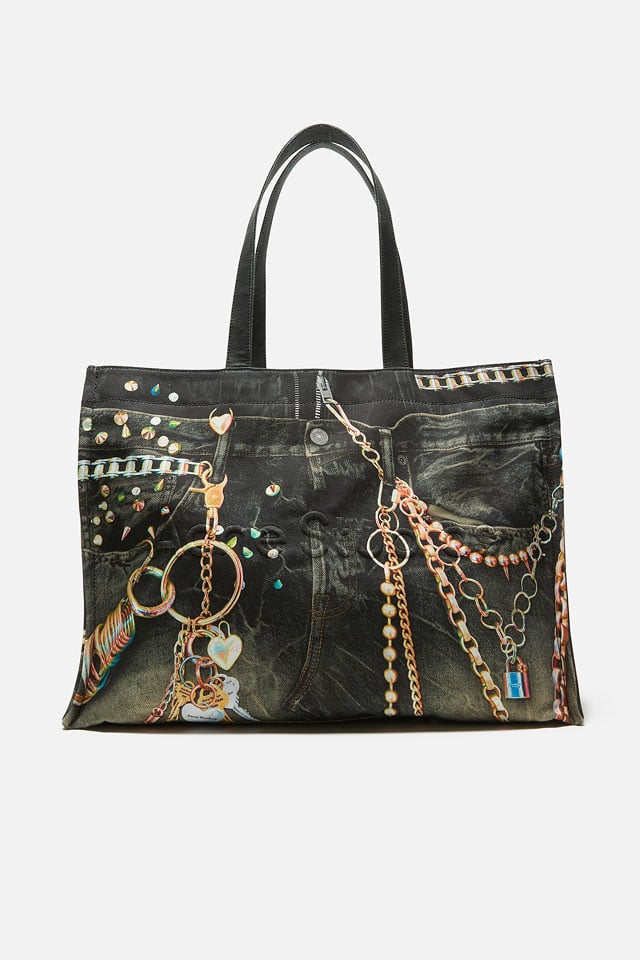 A showcase of the product of Acne Studios logo tote bag - year of the horse.