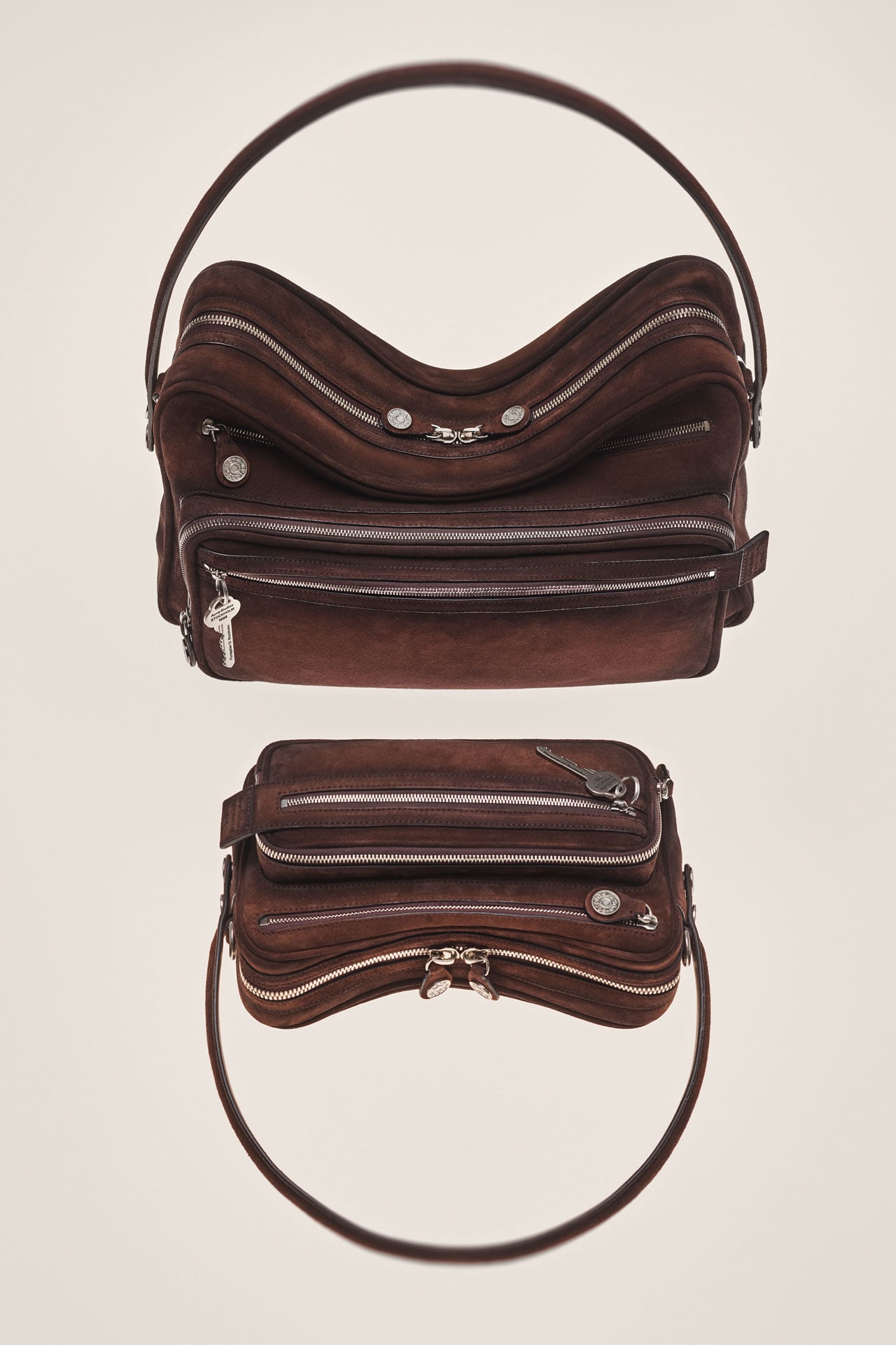 Acne Studios dark brown suede Camero bag.
