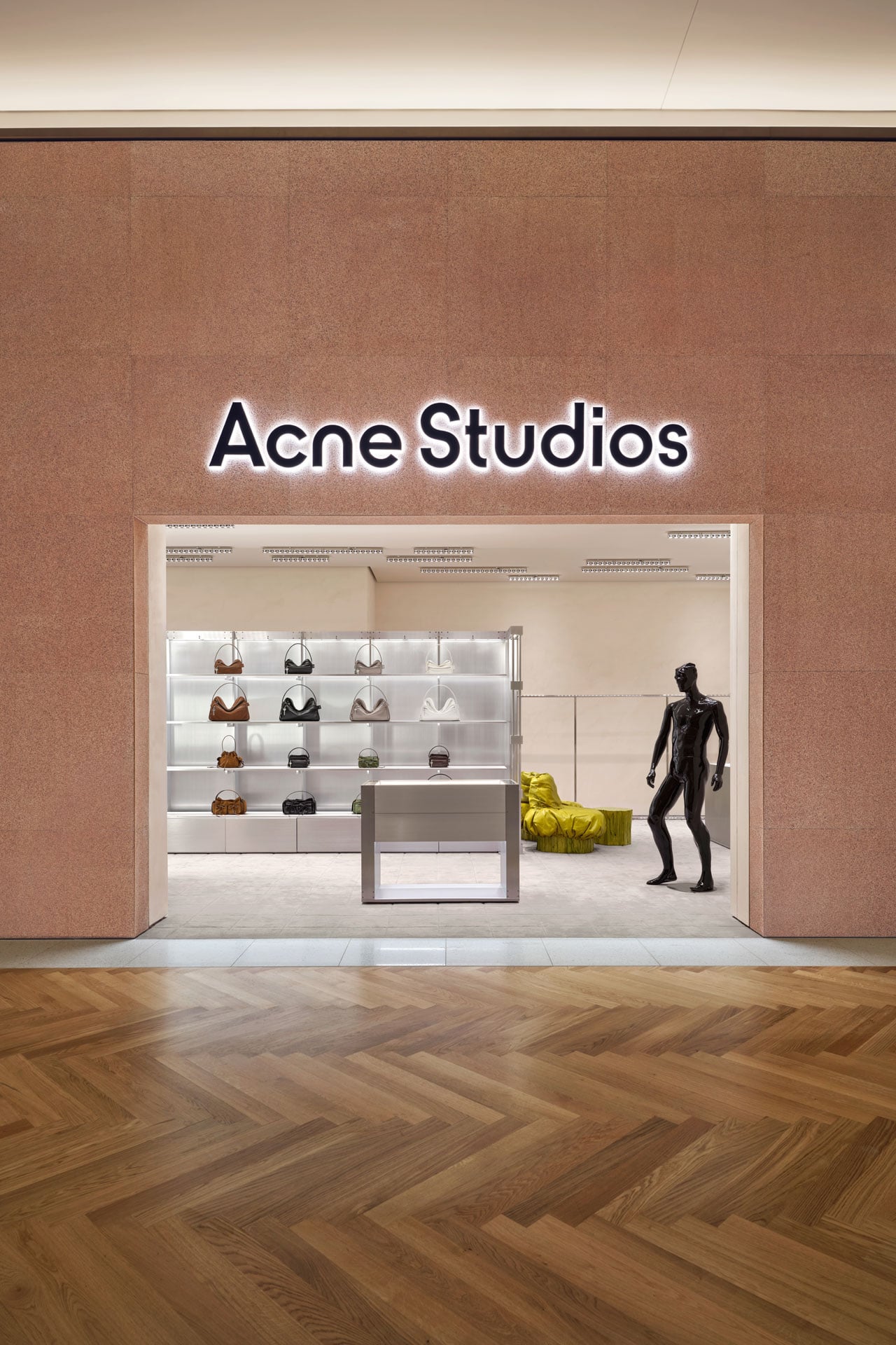 Acne Studios Vancouver - Oakridge store opening, photo of the outside of the store.