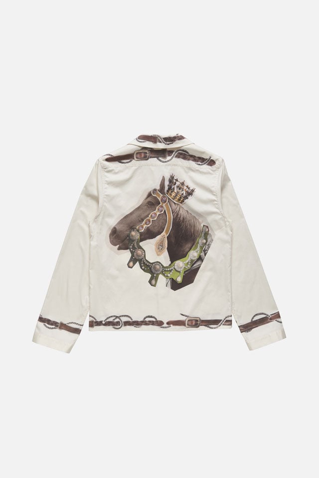 Acne Studios white horse print overshirt.